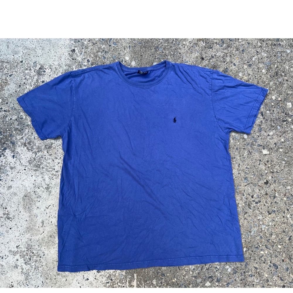 Vintage Polo Ralph Lauren Mens Blue Short Sleeve Pony T-Shirt Large 100% Cotton